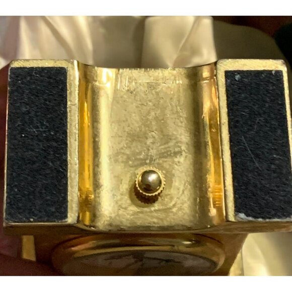 Vtg Quartex Miniature Gold-Tone Quartz Table Clock Handle Mini Mantel - Picture 4 of 8